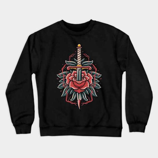 rose and knife Crewneck Sweatshirt by semartigagelas